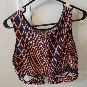 Blue & orange design crop top